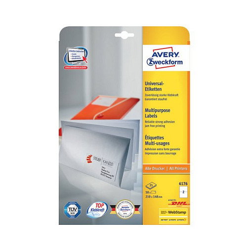 AVERY Zweckform Etiquetas 6176 Blanco 210,0 x 148,0 mm AVERY Zweckform Etiquetas 6176 Blanco 210,0 x 148,0 mm