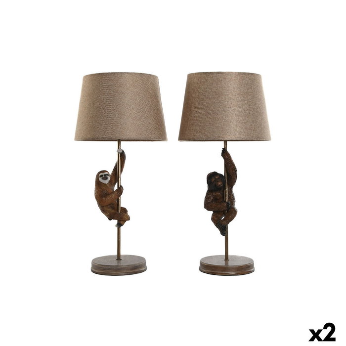 DKD Home Decor Lámpara de Sobremesa de Resina y Metal, Pack de 2, Marrón