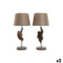 DKD Home Decor Lámpara de Sobremesa de Resina y Metal, Pack de 2, Marrón