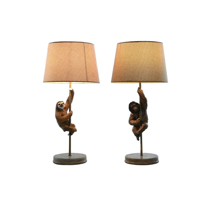 DKD Home Decor Lámpara de Sobremesa de Resina y Metal, Pack de 2, Marrón