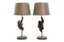 DKD Home Decor Lámpara Sobremesa Tropical Marrón Resina Metal 26 x 53.5 x 26 cm (2 Unidades)