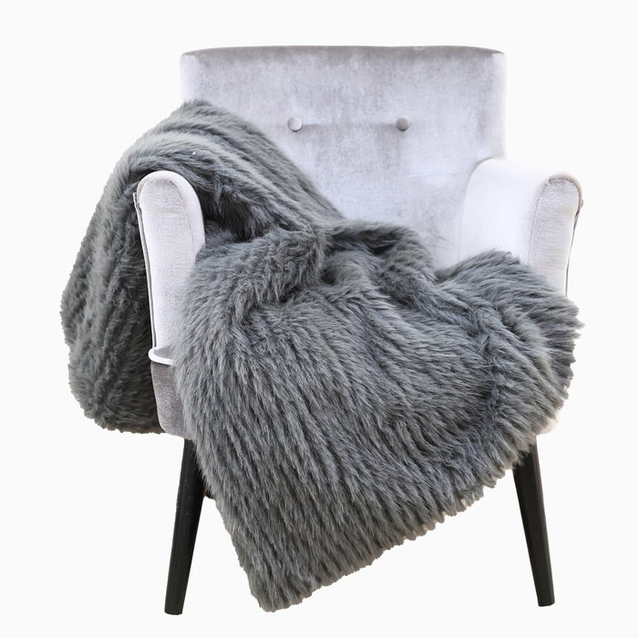 DKD Home Decor Polar 2c24 Manta para Sofá, Gris, 170 x 130 cm (2 Unidades)