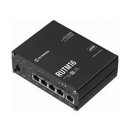 Teltonika RUTM16 Router LTE Global CAT6 con 3 SIM, WiFi 5 Dual-Band, GPS, 5 Puertos LAN Gigabit, Aluminio, Para Instalación en Pared/Carril DIN, Hasta 300 Mbps