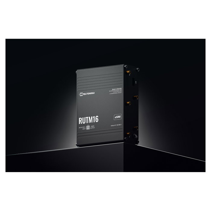 Teltonika RUTM16 Router LTE Global CAT6 con 3 SIM, WiFi 5 Dual-Band, GPS, 5 Puertos LAN Gigabit, Aluminio, Para Instalación en Pared/Carril DIN, Hasta 300 Mbps