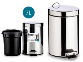 Papelera 7 L Acero Inoxidable Con Pedal Berilo 27 x 30.5 x 20.5 cm (Set de 4)