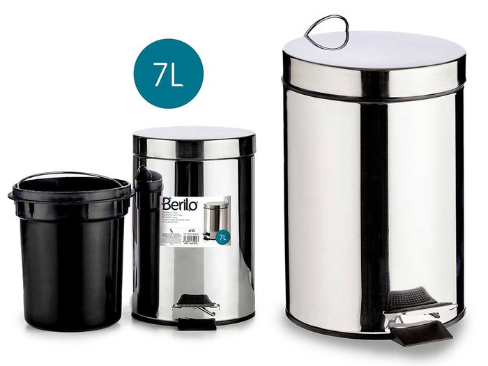 Papelera 7 L Acero Inoxidable Con Pedal Berilo 27 x 30.5 x 20.5 cm (Set de 4) Papelera 7 L Acero Inoxidable Con Pedal Berilo 27 x 30.5 x 20.5 cm (Set de 4)