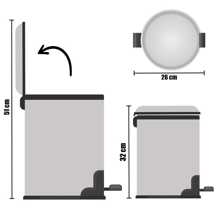 Papelera 7 L Acero Inoxidable Con Pedal Berilo 27 x 30.5 x 20.5 cm (Set de 4) Papelera 7 L Acero Inoxidable Con Pedal Berilo 27 x 30.5 x 20.5 cm (Set de 4)