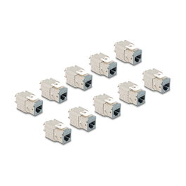 DeLOCK Set de 10 Módulos Keystone RJ45 Hembra a LSA Cat.6A sin Herramientas Gris