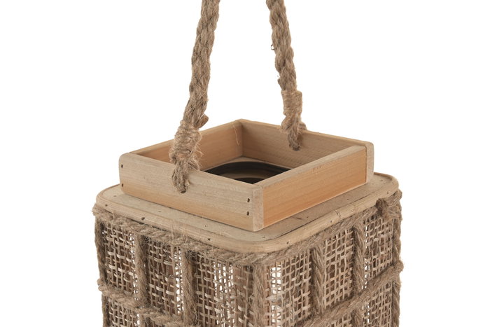 DKD Home Decor Portavelas de Yute y Cristal Natural DKD Home Decor Portavelas de Yute y Cristal Natural