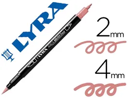 Lyra Rotulador Aqua Brush Acuarelable Doble Punta Fina y Pincel Rosa Carmín