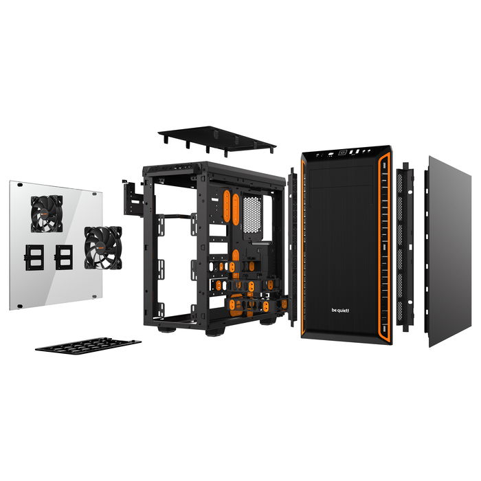 Be Quiet! PURE BASE 600 Mid-Tower PC Case Chasis Torre ATX con Ventana Lateral de Cristal Templado Naranja, USB 3.0, Silencioso