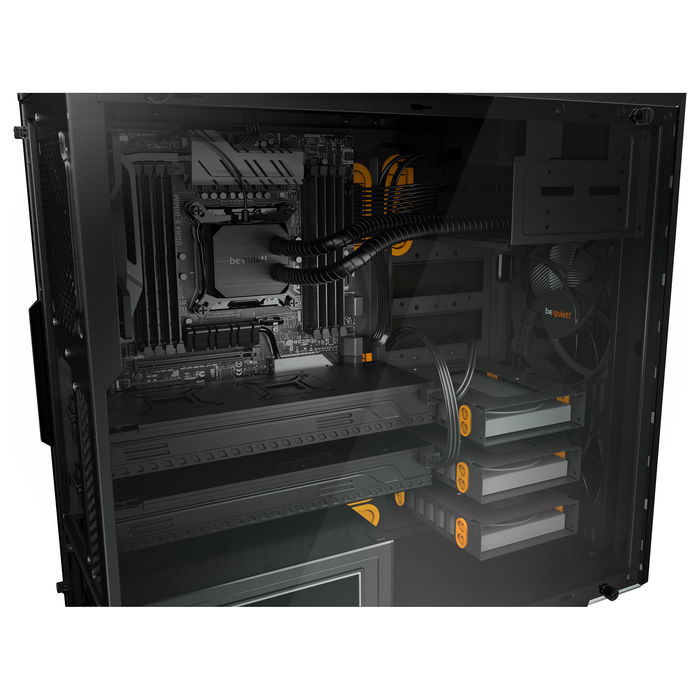 Be Quiet! PURE BASE 600 Mid-Tower PC Case Chasis Torre ATX con Ventana Lateral de Cristal Templado Naranja, USB 3.0, Silencioso
