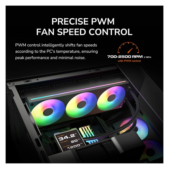 Cougar Unity240-FB CF-UN240RW-RGB Ventilador Líquido 240mm ARGB PWM Blanco - 2 Ventiladores Reversos de 120mm, FDB, 700-1600 RPM