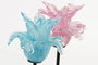DKD Home Decor Portavelas Rosa Azul Cristal Metal 12 x 12 x 24 cm (2 Unidades)