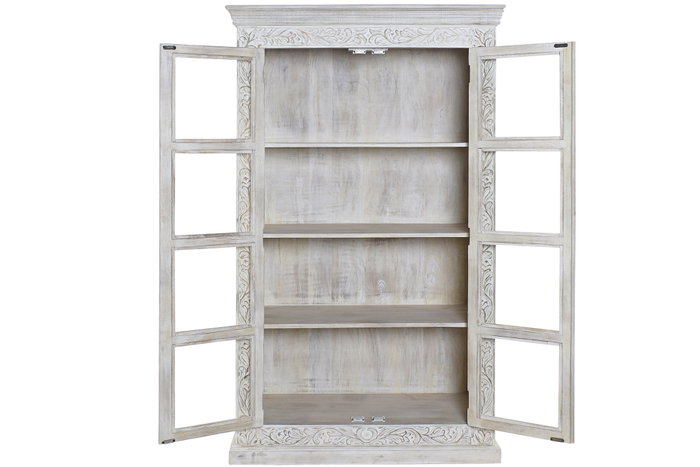 DKD Home Decor Vitrina de Mango y Cristal Altamira2 Blanco