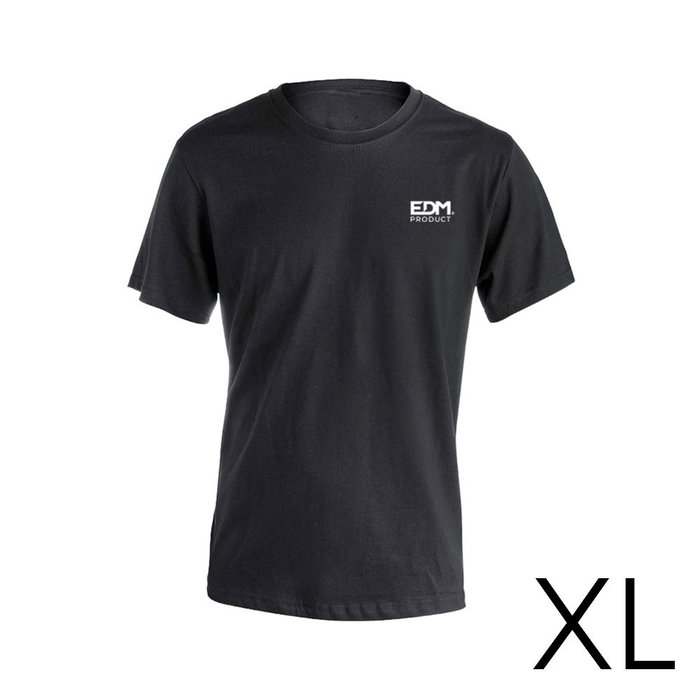 Edm Merchandising Camiseta Manga Corta Negra Talla XL con Bordado 100% Algodón Edm Merchandising Camiseta Manga Corta Negra Talla XL con Bordado 100% Algodón