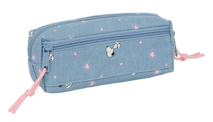 Safta Portatodo Triple Pequeño con Goma Elástica Snoopy 22 cm, Estuche 22x8.5x6 cm