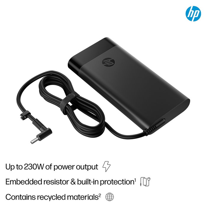 HP Adaptador de Corriente Smart AC 230W 19.5V para Portátiles HP Negocios, 115V Entrada, Negro