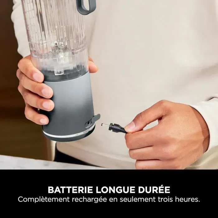 Ninja Licuadora Portátil Blast Max BC251EULD, Recipiente 530 ml, Batería 2h, Sin Cable, Sin BPA, Plateada