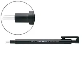 Tombow Portagomas Mono Zero Goma Redonda 2,3 mm Diámetro, Recargable, Color Negro