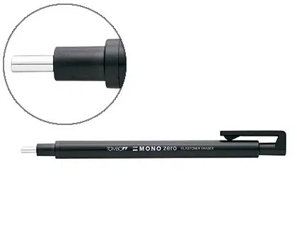 Tombow Portagomas Mono Zero Goma Redonda 2,3 mm Diámetro, Recargable, Color Negro
