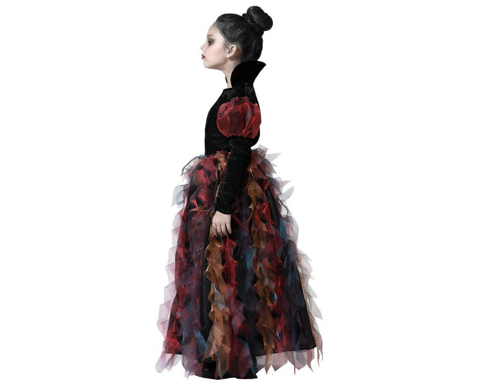 Disfraz de Vestido de Vampiresa Negro con Cuello Alto para Niña 5-6 Años