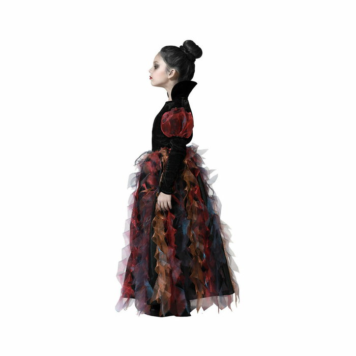Disfraz de Vestido de Vampiresa Negro con Cuello Alto para Niña 5-6 Años