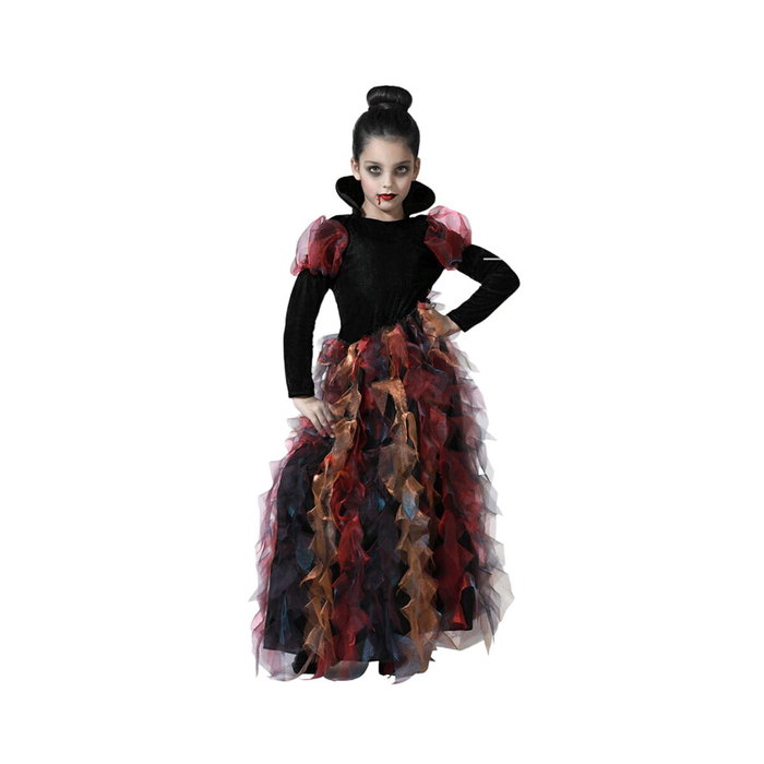 Disfraz de Vestido de Vampiresa Negro con Cuello Alto para Niña 5-6 Años