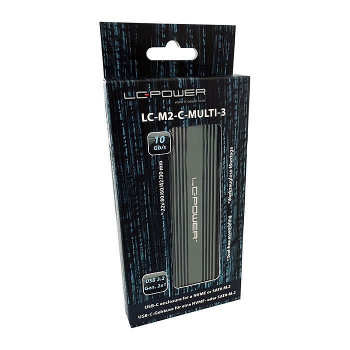 LC-Power LC-M2-C-MULTI-3 Caja Externa SSD M.2 NVMe y SATA USB 3.2 Antracita