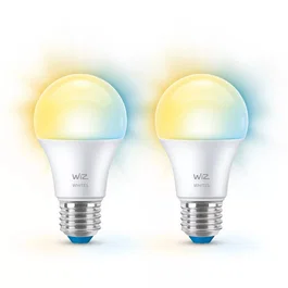 WiZ Bombilla LED Inteligente A60 E27 8W (Equivalente 60W), Blanco Regulable 2700K-6500K, Control por App/Voz, Bluetooth/Wi-Fi, Clase F - Paquete de 2