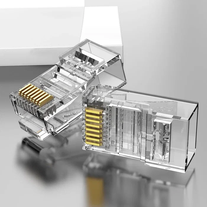 Vention IDDR0-10 Conector RJ-45 Cat.6 Macho Derecho, Policarbonato Transparente, Contactos Chapados en Oro, 10 Unidades