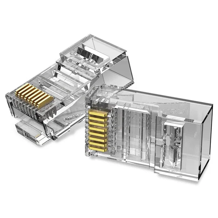 Vention IDDR0-10 Conector RJ-45 Cat.6 Macho Derecho, Policarbonato Transparente, Contactos Chapados en Oro, 10 Unidades
