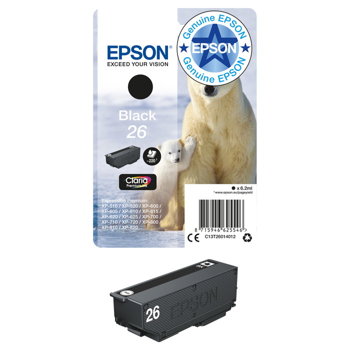 Epson Claria Premium Cartucho Negro 26 C13T26014012 Epson Claria Premium Cartucho Negro 26 C13T26014012