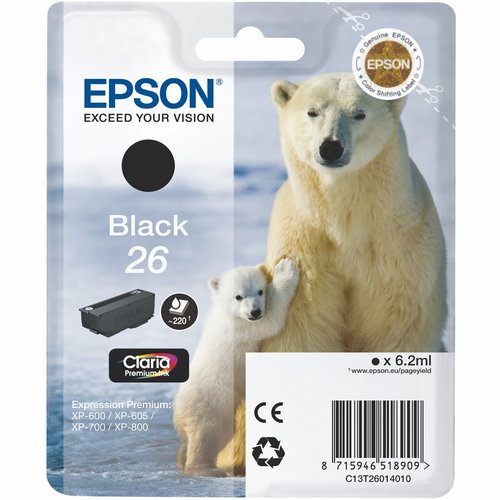 Epson Claria Premium Cartucho Negro 26 C13T26014012 Epson Claria Premium Cartucho Negro 26 C13T26014012