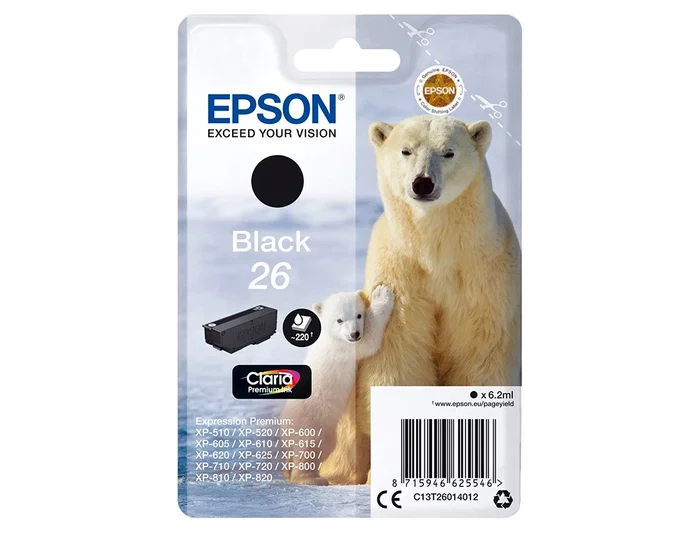 Epson T2601 Negro Cartucho de Tinta Original de Alta Capacidad 220 Páginas para Expression XP-600, XP-605, XP-700, XP-800
