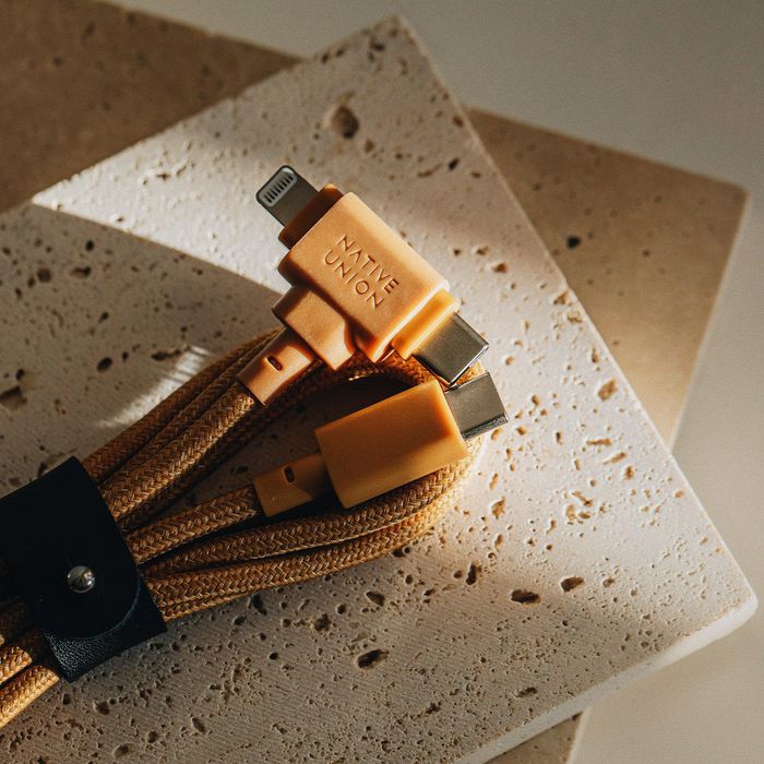 Native Union Belt Cable Duo Cable de Carga Universal USB-C y Lightning 2 en 1 con Correa de Cuero Kraft de 1.5m - C To C/L