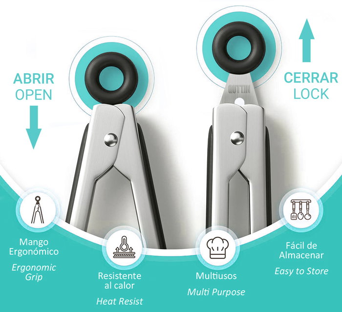 Quttin Pinzas de Cocina Metal-TPR 27 cm (24 Unidades)