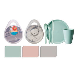 Excellent Houseware Set para pícnic de polipropileno, 31 piezas, colores surtidos