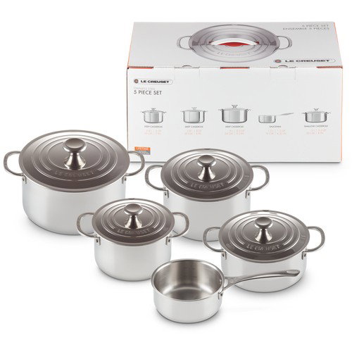 Le Creuset Juego de ollas 3-Ply Plus de acero inoxidable, 5 piezas (96605300000000)