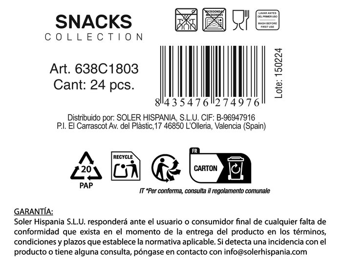 La Mediterranea Bol para Snacks Color Ø 12,5 x 5 cm (48 Unidades) La Mediterranea Bol para Snacks Color Ø 12,5 x 5 cm (48 Unidades)