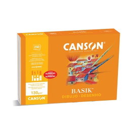 CANSON-GUARRO Láminas de dibujo Basik 130g A3+ con recuadro, set de 250