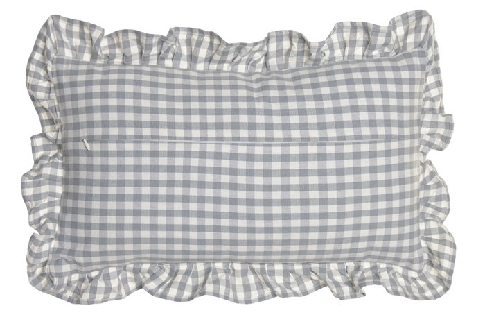 DKD Home Decor Cojín Algodón Reciclado 50x30 Gris con Volantes Vichy DKD Home Decor Cojín Algodón Reciclado 50x30 Gris con Volantes Vichy