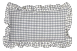 DKD Home Decor Cojín Algodón Reciclado 50x30 Gris con Volantes Vichy