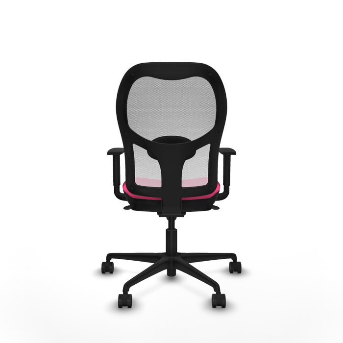 Silla de oficina Jorquera con mecanismo Sincro tapizada con Similpiel color Rosa y malla color Blanco. Equipada con lumbar 1D, Brazos 1D y Ruedas 65mm nailon Silla de oficina Jorquera con mecanismo Sincro tapizada con Similpiel color Rosa y malla color Blanco. Equipada con lumbar 1D, Brazos 1D y Ruedas 65mm nailon