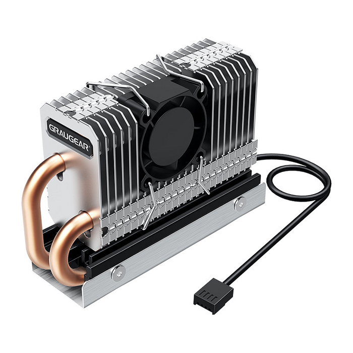 GrauGear G-M2HP04-F Disipador Kühlkörper con Ventilador PWM para SSD M.2 2280, Color Negro y Plata, Incluye Tornillos GrauGear G-M2HP04-F Disipador Kühlkörper con Ventilador PWM para SSD M.2 2280, Color Negro y Plata, Incluye Tornillos