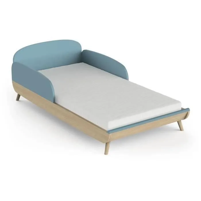 Ens. cuna 70 x 140 Kit escalable, cómoda 2 cajones, 3 nichos y 1 cambiador - FIRMIANA - escandinavo - Azul / madera -