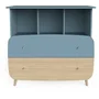 Ens. cuna 70 x 140 Kit escalable, cómoda 2 cajones, 3 nichos y 1 cambiador - FIRMIANA - escandinavo - Azul / madera -