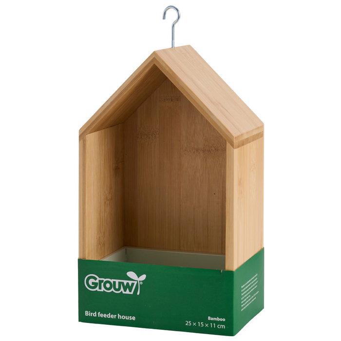 Grouw Comedero para Pájaros con Bandeja Extraíble, Altura 25 cm, Medidas 15x11 cm