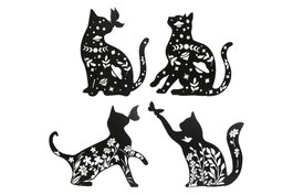 DKD Home Decor Decoración de Pared de Metal de Gato, Surtido de 4 Unidades