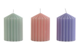 DKD Home Decor Vela Shabby Rosa Palo Verde 7 x 10 x 7 cm (12 Unidades)
